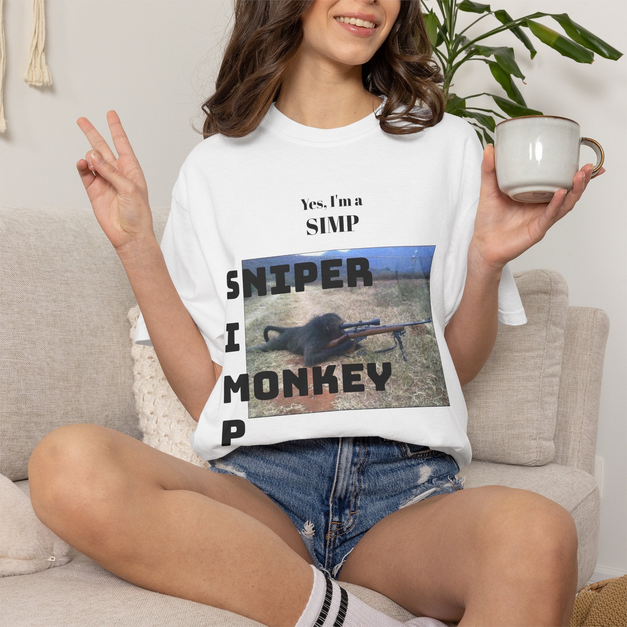 Sniper Monkey T‑Shirt — "Yes, I'm a SIMP" Graphic Tee